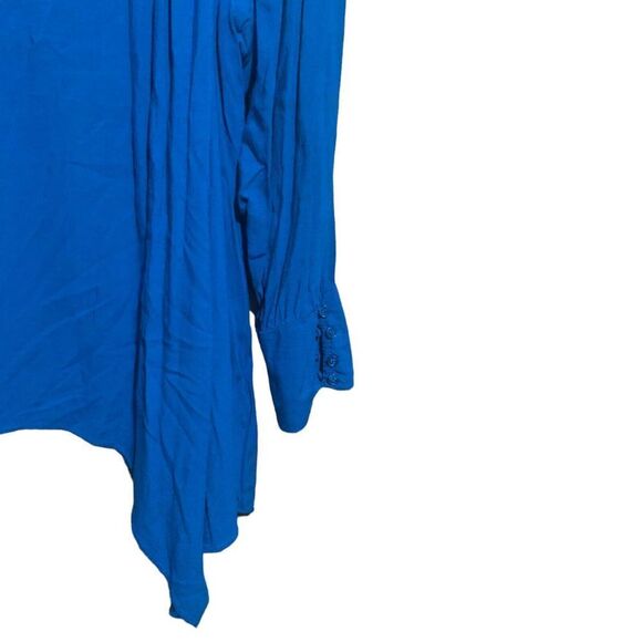 Avenue Womens Plus Size 22 24 Blue Asymmetrical Tunic Top Blouse - Picture 4 of 8